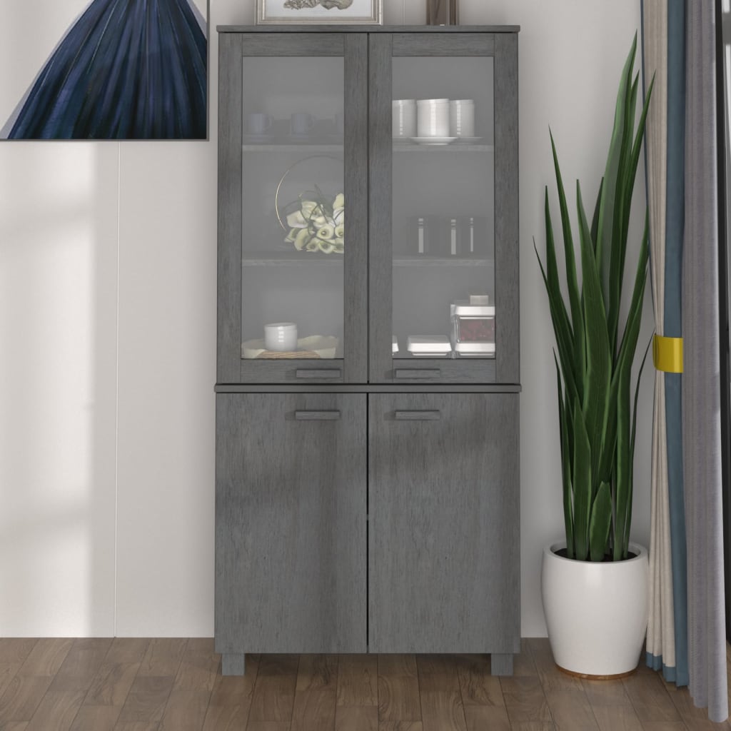 vidaXL Highboard HAMAR Massivholz Kiefer Dunkelgrau