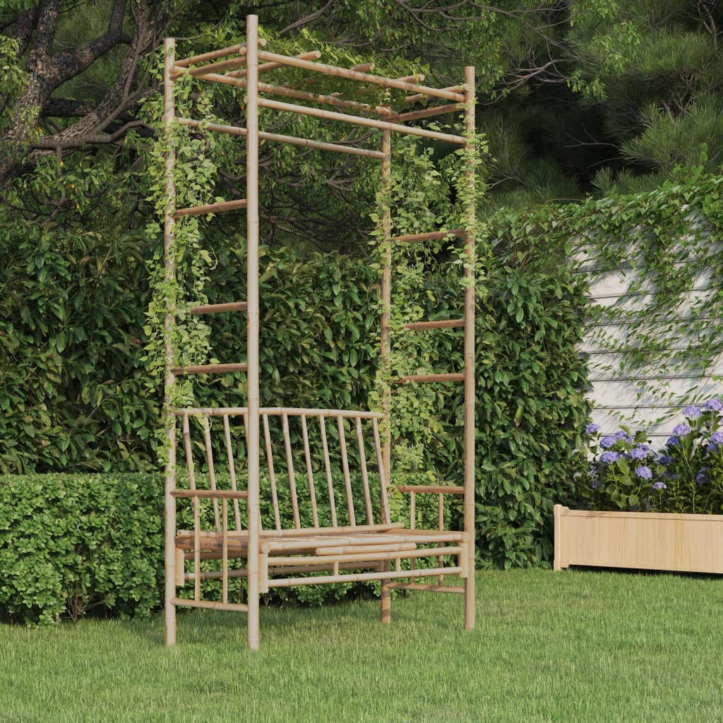 vidaXL Bancă de grădină cu pergolă, 116 cm, bambus 116 imagine noua