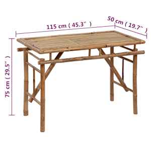 Skládací zahradní stůl 115 x 50 x 75 cm bambus - obrázek 4