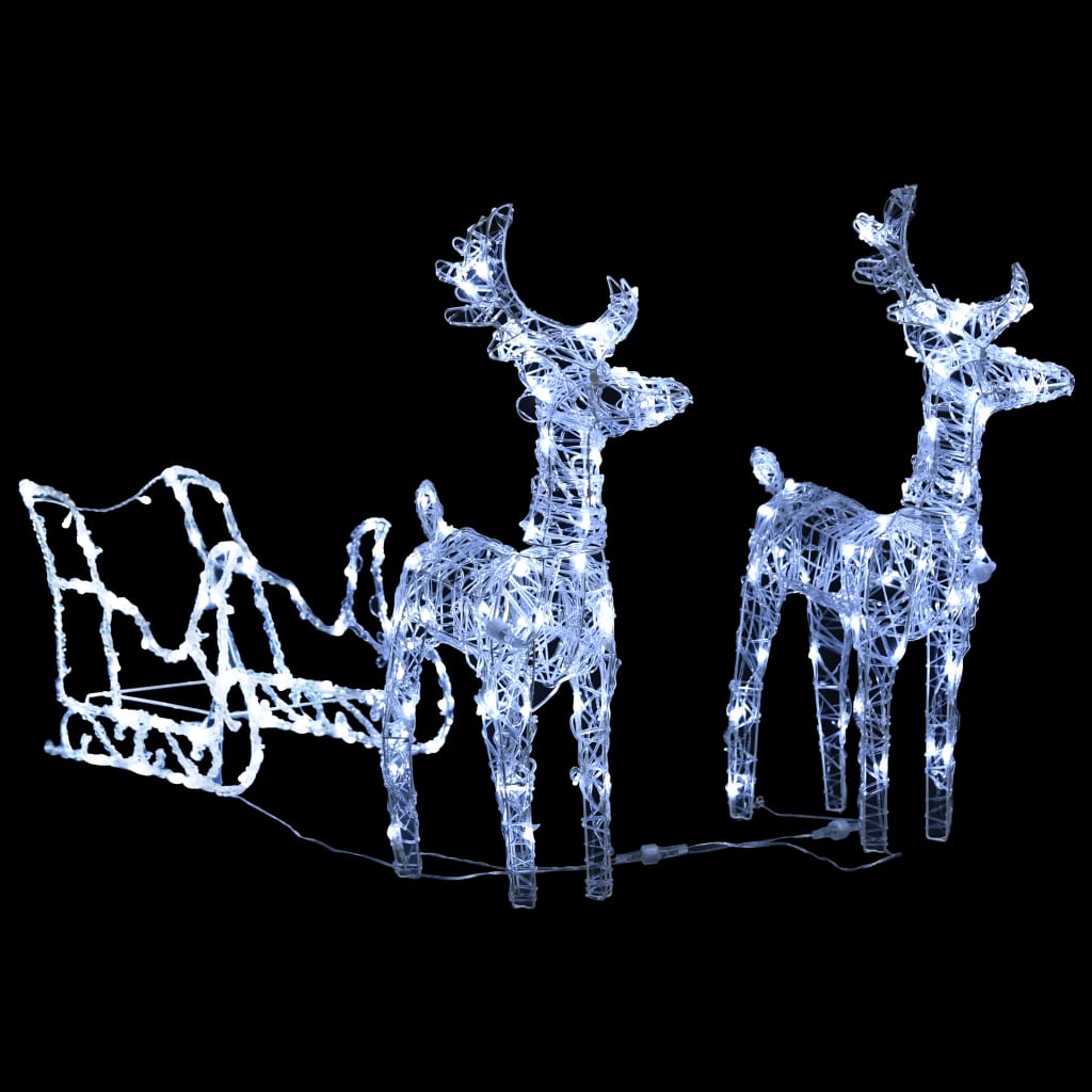  Vianočná dekorácia so sobmi a saňami 240 LED akryl
