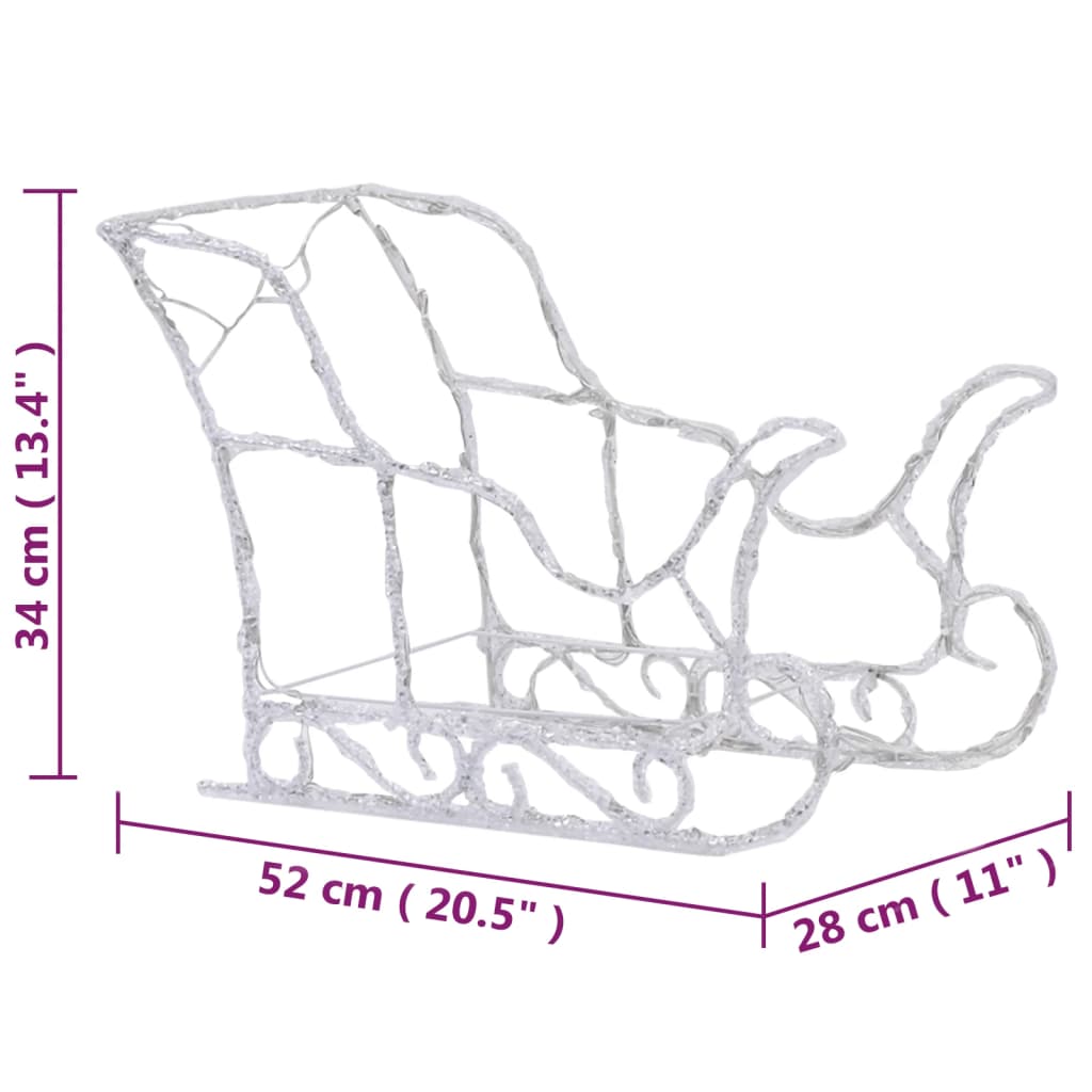 akril rénszarvasos-szános karácsonyi dekoráció 240 LED-del