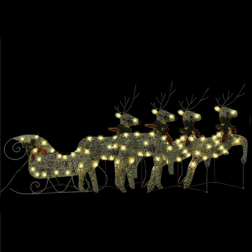 

vidaXL Reindeer & Sleigh Christmas Decoration 100 LEDs Outdoor Gold