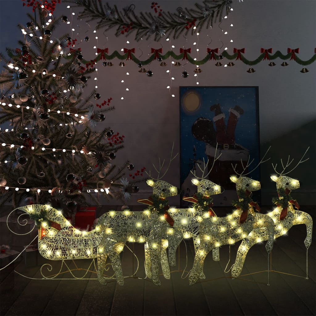 rensdyr og kane 100 LED’er udendørs juledekoration akryl gylden