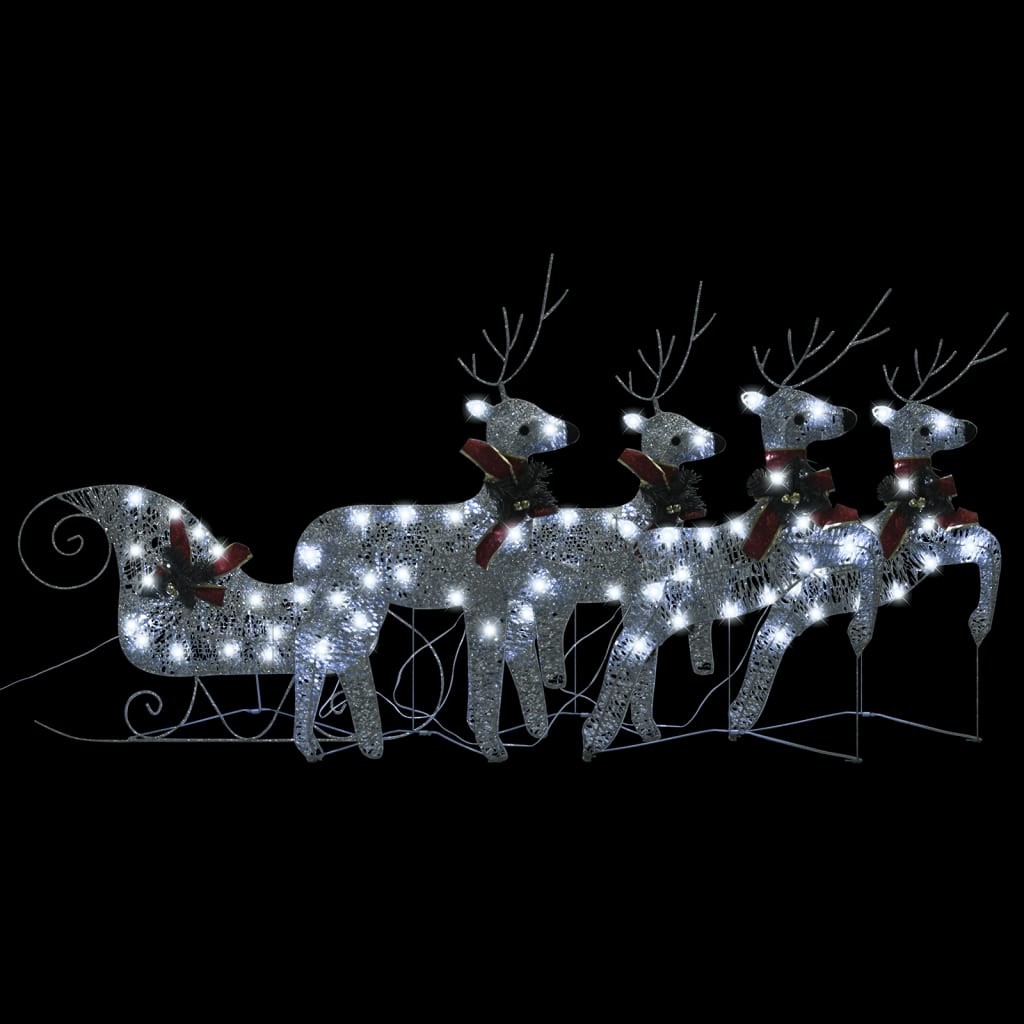 

vidaXL Reindeer & Sleigh Christmas Decoration 100 LEDs Outdoor Silver