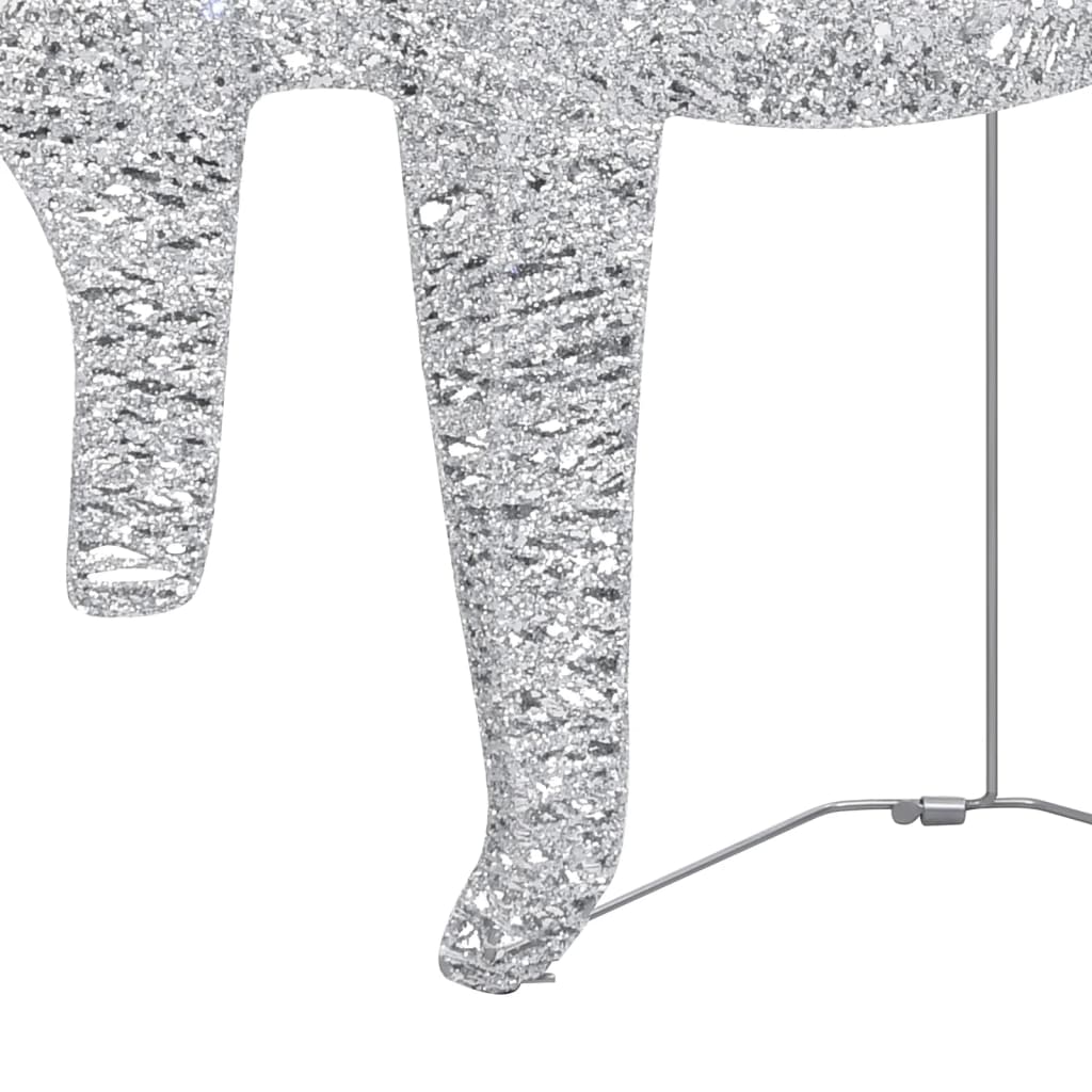 ezüstszínű rénszarvas és szán karácsonyi dekoráció 100 LED-del