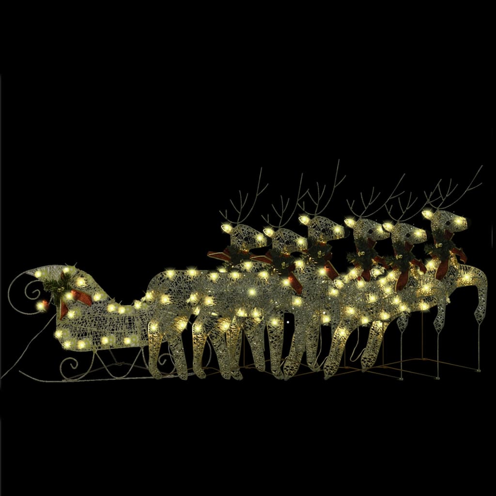 

vidaXL Reindeer & Sleigh Christmas Decoration 140 LEDs Outdoor Gold