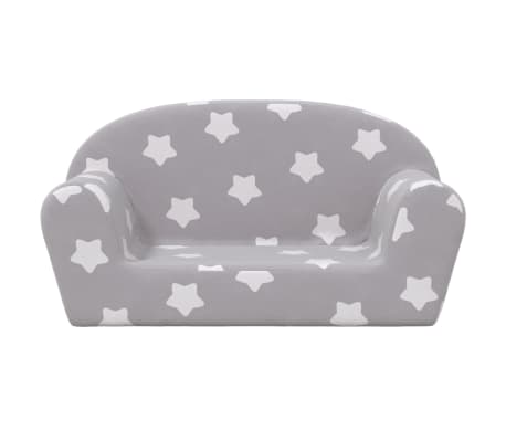 vidaXL Sof&aacute; infantil de 2 plazas gris claro con estrellas felpa suave