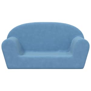 vidaXL Kinderbank 2-zits zacht pluche blauw