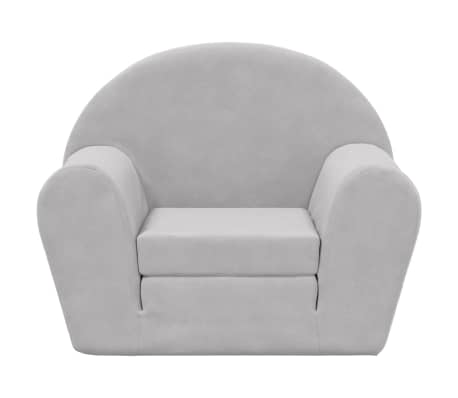 vidaXL Sof&aacute;-cama infantil pel&uacute;cia macia cinzento-claro