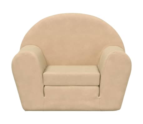 vidaXL Vaiki&scaron;ka sofa-lova, kreminės spalvos, mink&scaron;tas pliu&scaron;as