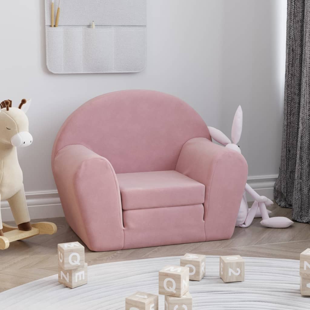vida XL Kindersofa Rosa Weich Plüsch