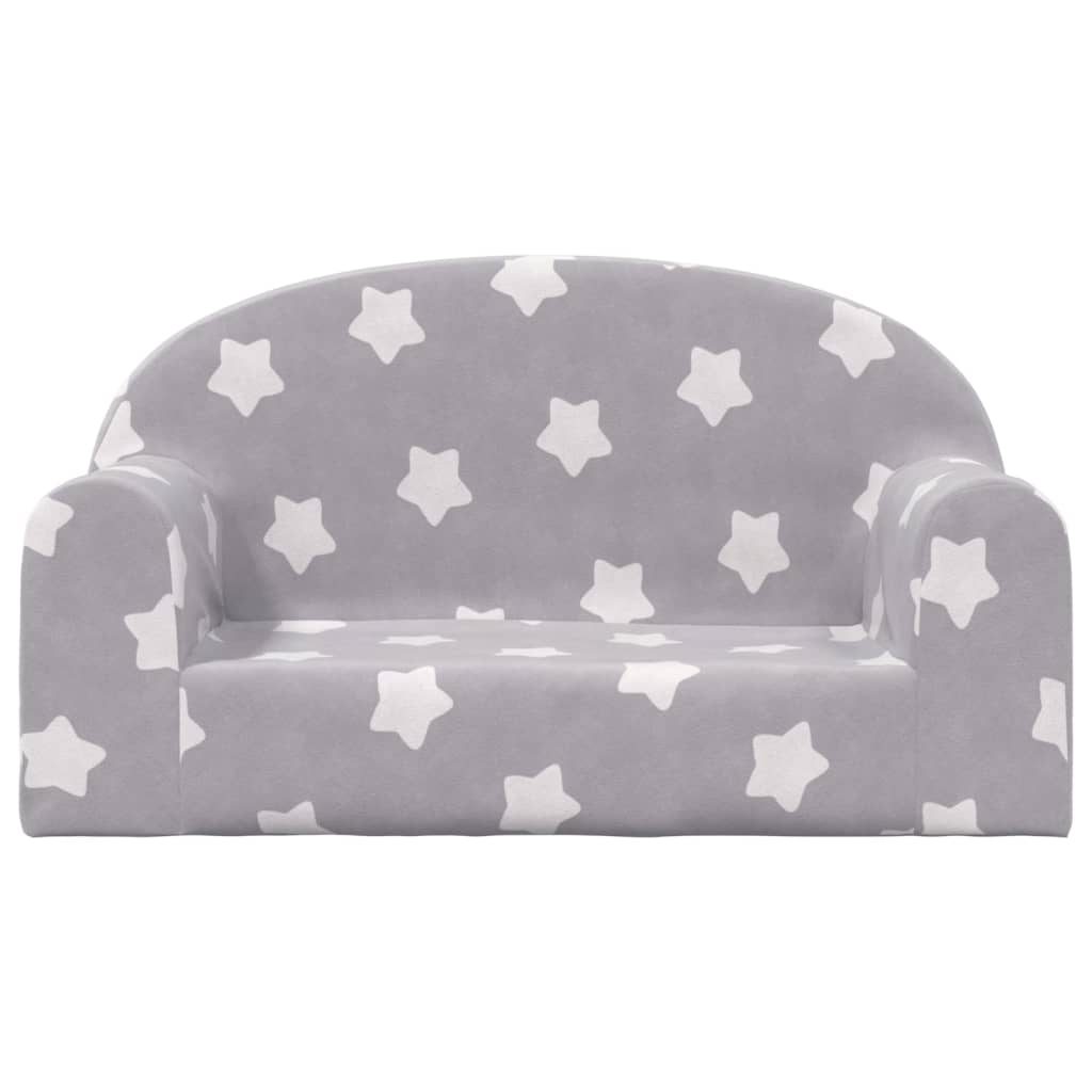 vidaXL Otroški kavč svetlo siv z zvezdicami mehak pliš