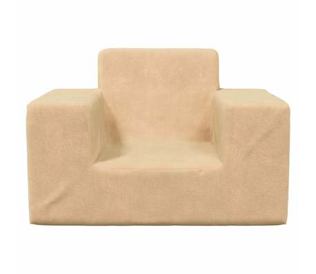 vidaXL Vaiki&scaron;ka sofa, kreminės spalvos, mink&scaron;tas pliu&scaron;as