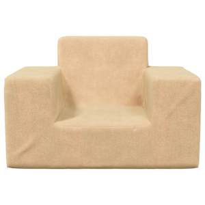 vidaXL Vaiki&scaron;ka sofa, kreminės spalvos, mink&scaron;tas pliu&scaron;as