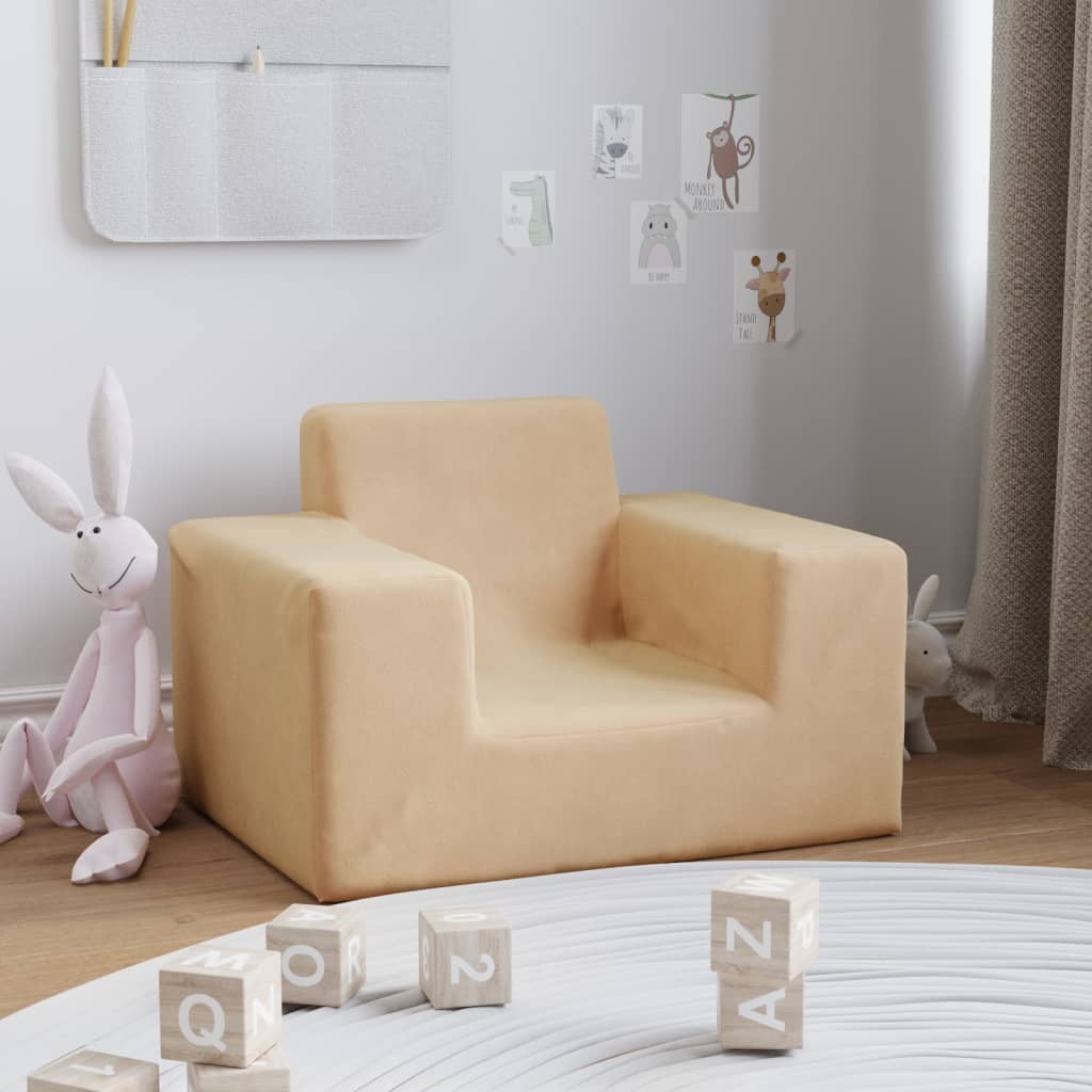 Divano per Bambini，Poltroncina per Bambini，Divano relax Sofà per Bambini  Antracite in Morbido Peluche XZZ530041