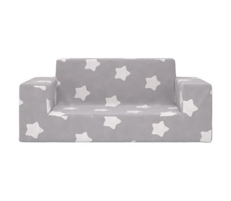 vidaXL Dječji dvosjed svjetlosivi sa zvjezdicama od mekanog pli&scaron;a