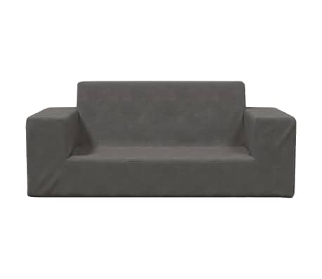 vidaXL Dvivietė vaiki&scaron;ka sofa, antracito spalvos, mink&scaron;tas pliu&scaron;as