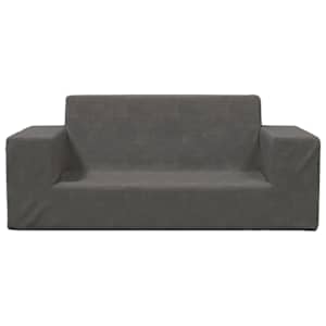 vidaXL Dvivietė vaiki&scaron;ka sofa, antracito spalvos, mink&scaron;tas pliu&scaron;as