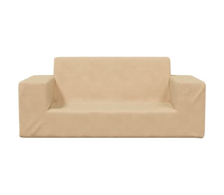 vidaXL Kindersofa 2-Sitzer Creme Weich Plüsch