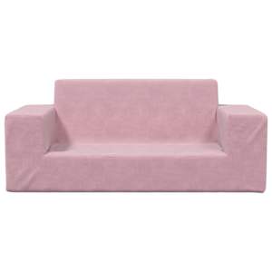 vidaXL Dvivietė vaiki&scaron;ka sofa, rožinės spalvos, mink&scaron;tas pliu&scaron;as