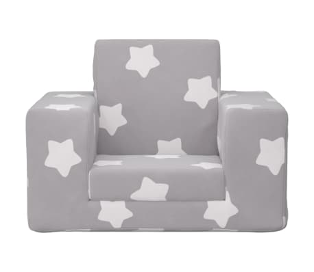 vidaXL Dječji kauč na razvlačenje svjetlosivi sa zvijezdama pli&scaron;ani