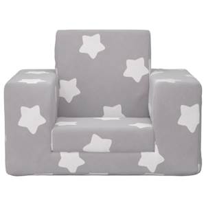 vidaXL Dječji kauč na razvlačenje svjetlosivi sa zvijezdama pli&scaron;ani