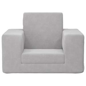 vidaXL Vaiki&scaron;ka sofa-lova, &scaron;viesiai pilkos spalvos, mink&scaron;tas pliu&scaron;as