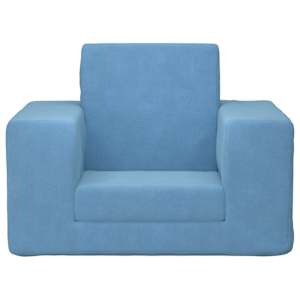 vidaXL Vaiki&scaron;ka sofa-lova, mėlynos spalvos, mink&scaron;tas pliu&scaron;as