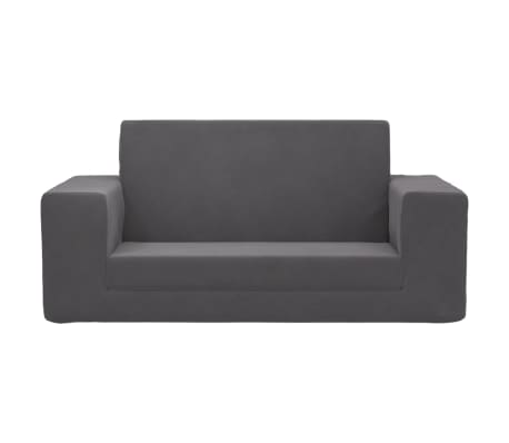 vidaXL Dvivietė vaiki&scaron;ka sofa-lova, antracito, mink&scaron;tas pliu&scaron;as