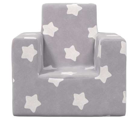 vidaXL Sof&aacute; infantil de c/ estrelas pel&uacute;cia cinzento-claro