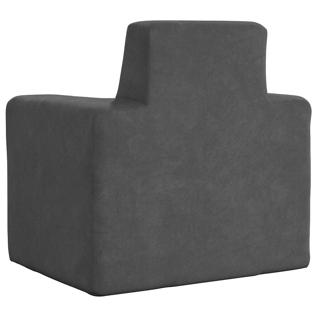 Alternativ bild 4 för VidaXl Barnsoffa Antracit Plysch
