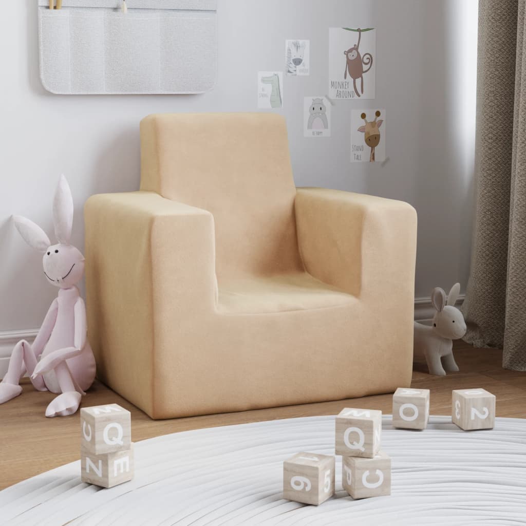 vidaXL Kindersofa Creme Weich Plüsch