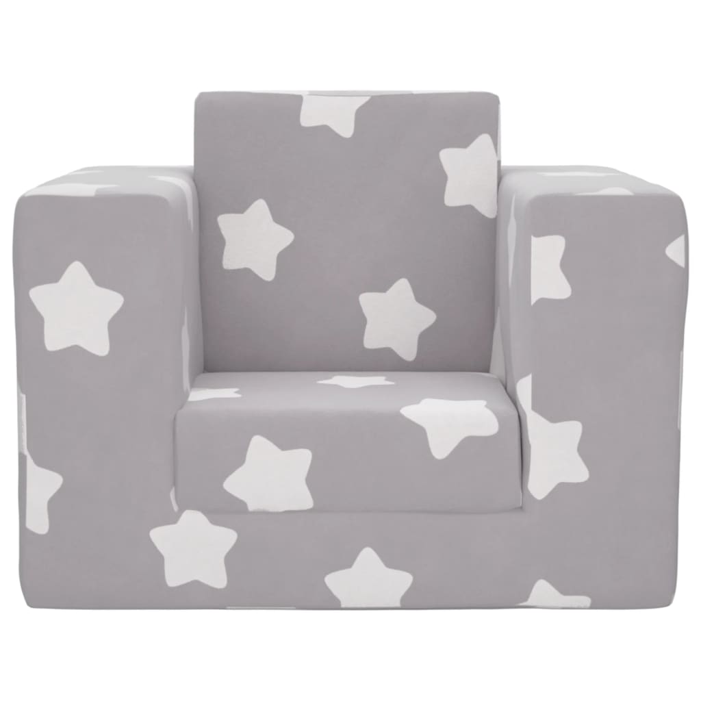 vidaXL Детски диван-легло светлосив със звезди мек плюш
