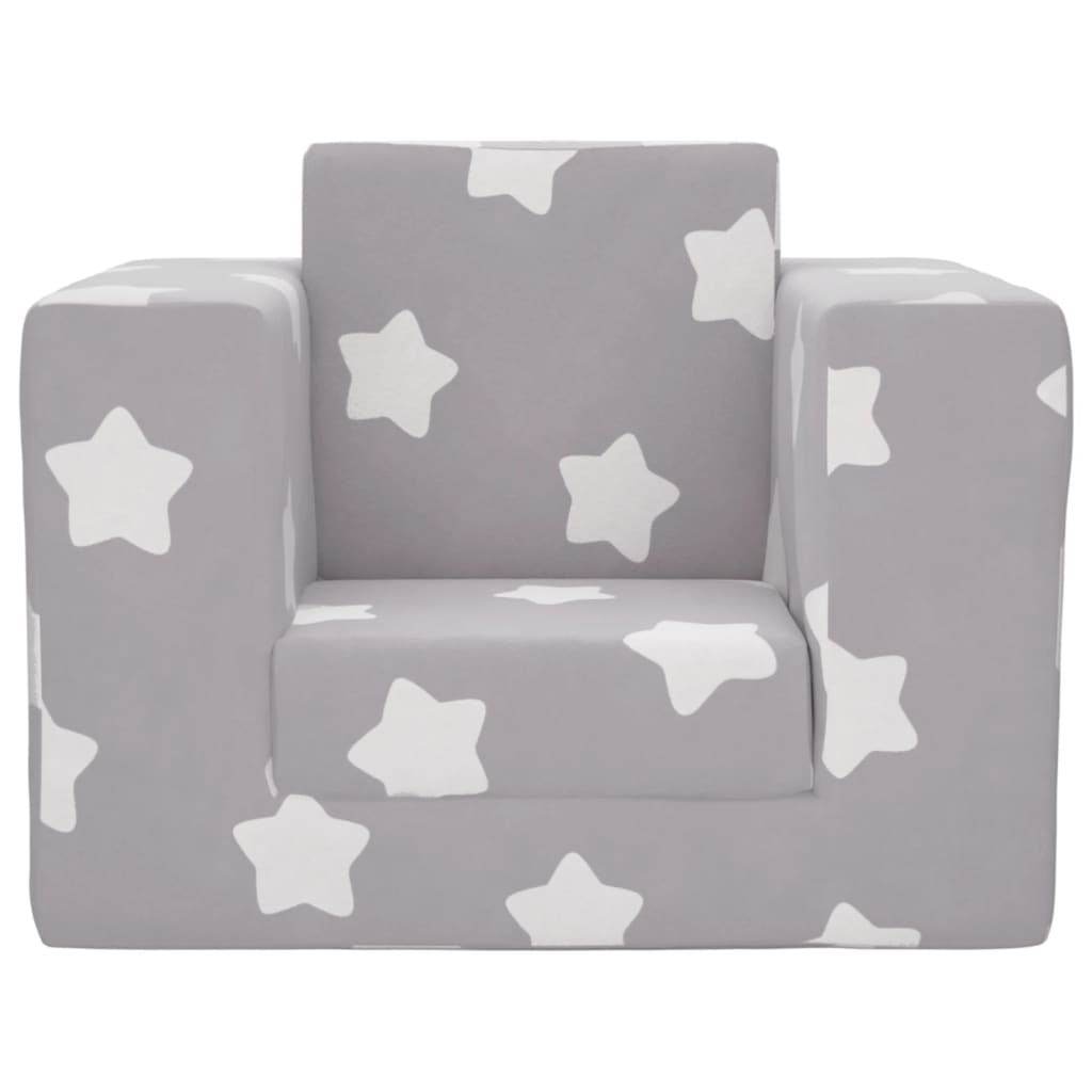 vidaXL Sofá-cama infantil de c/ estrelas pelúcia cinzento-claro