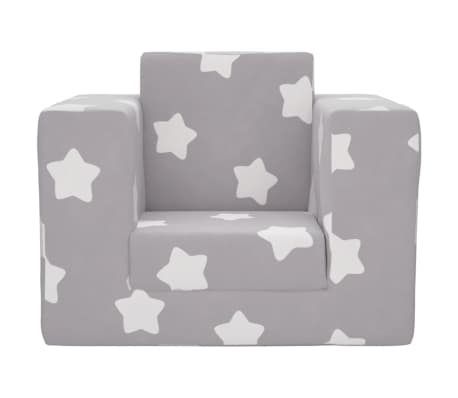 vidaXL Sofá-cama infantil de c/ estrelas pelúcia cinzento-claro