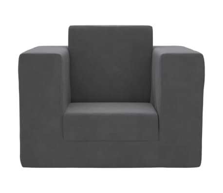 vidaXL Kinderslaapbank zacht pluche antracietkleurig