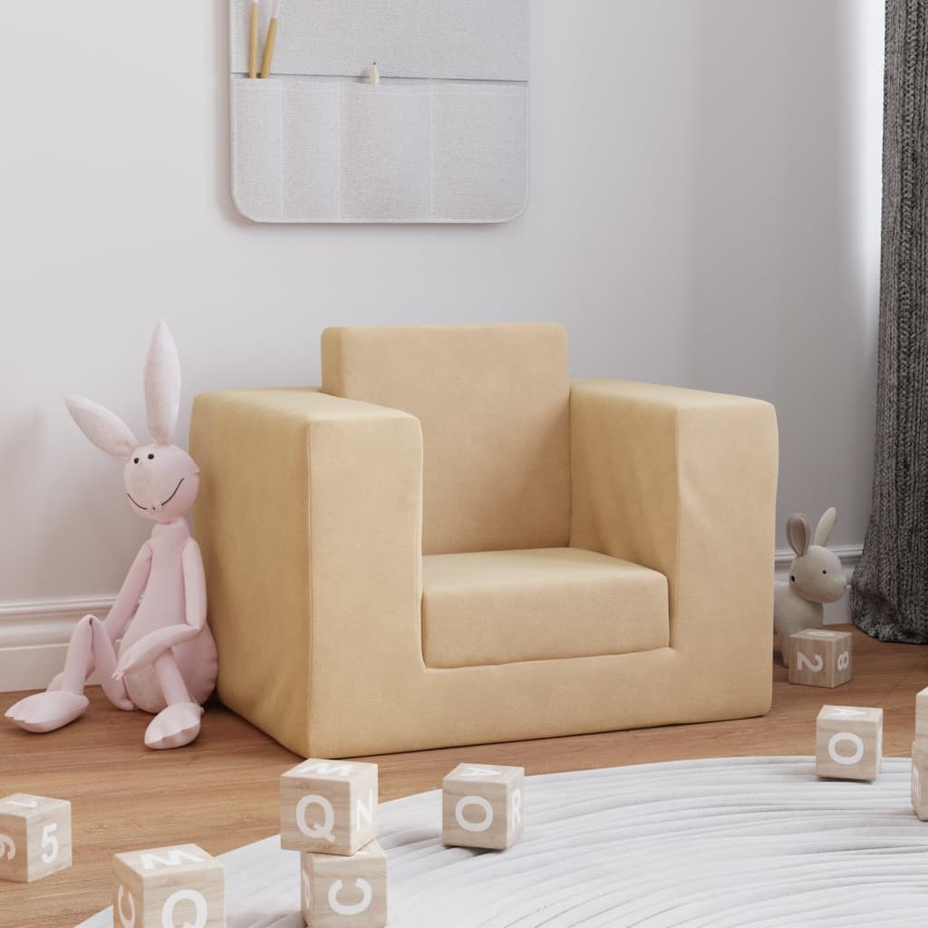 vida XL Kindersofa Creme Weich Plüsch