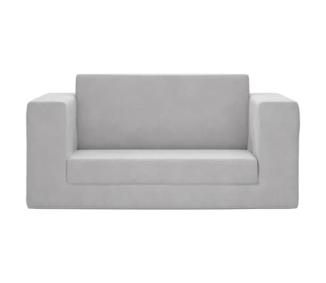 vidaXL Sofá cama infantil 2 plazas felpa suave gris claro