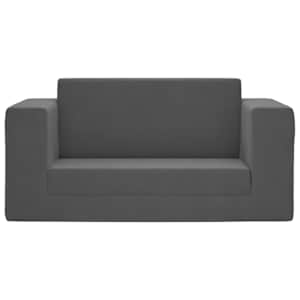 vidaXL Dvivietė vaiki&scaron;ka sofa-lova, antracito, mink&scaron;tas pliu&scaron;as