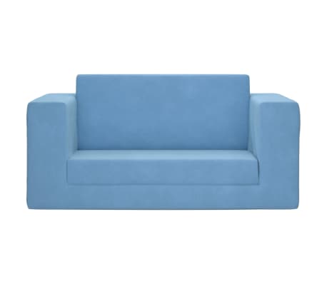 vidaXL Canapé-lit pour enfants à 2 places Bleu Peluche douce