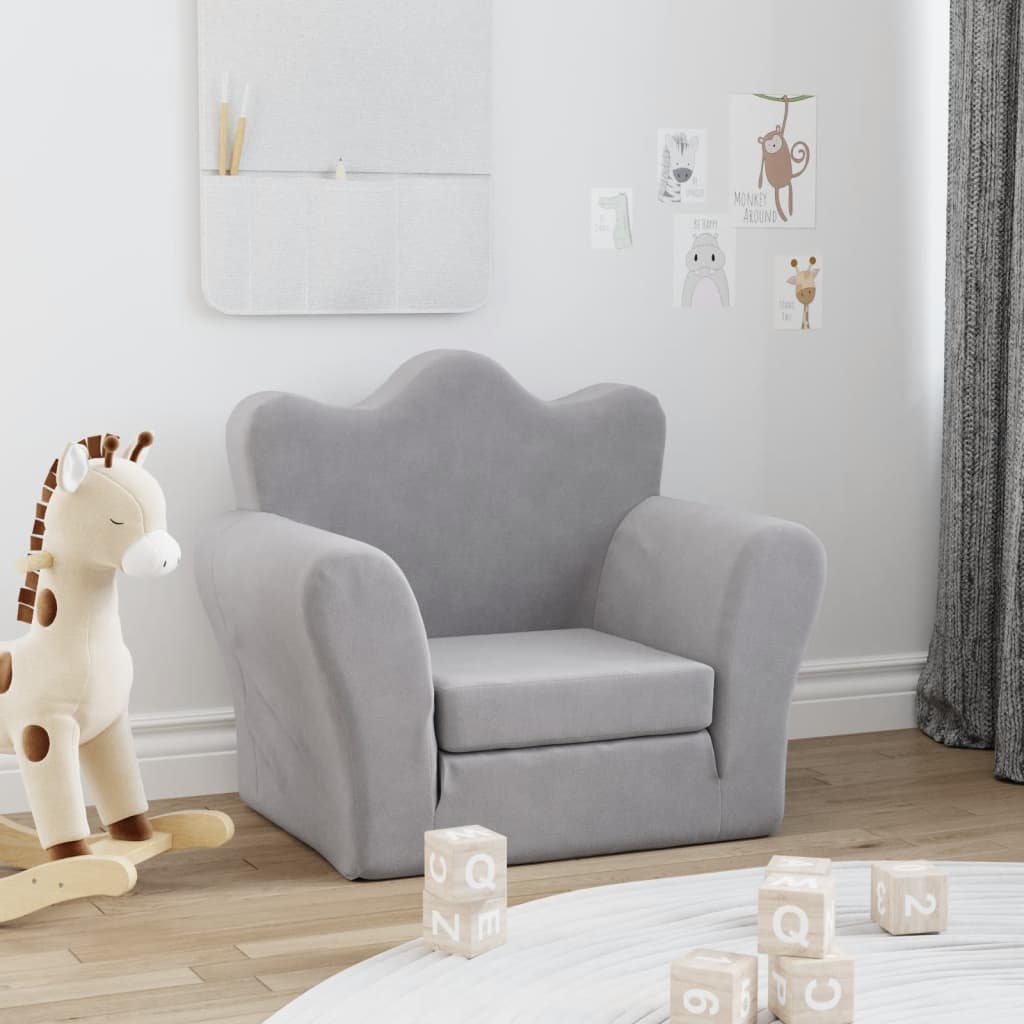Canapé-lit pour enfants Gris clair Peluche douce