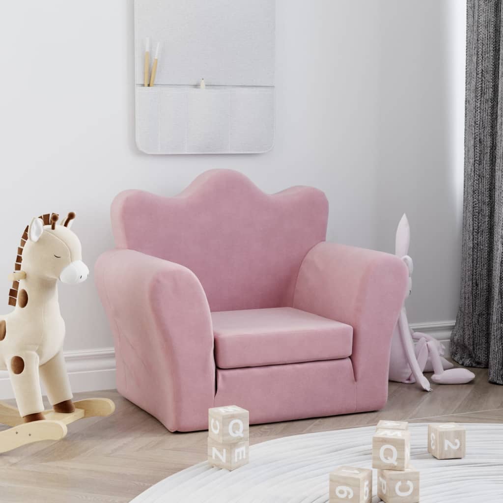 vida XL Kindersofa Rosa Weich Plüsch