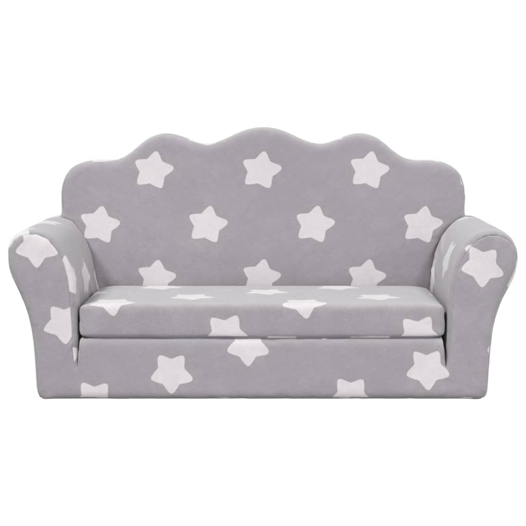 vidaXL Canapé-lit pour enfants à 2 places gris clair avec étoiles