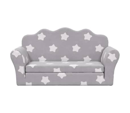 vidaXL Canapé-lit pour enfants à 2 places gris clair avec étoiles