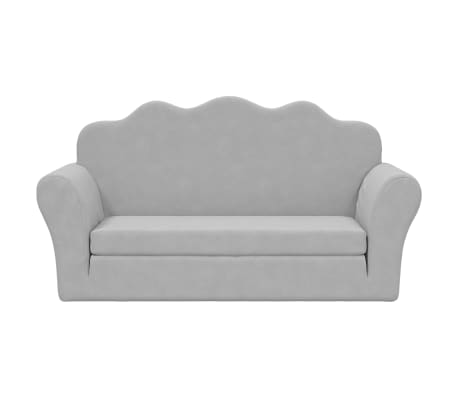 vidaXL Dvivietė vaikiška sofa-lova, šviesiai pilka, minkštas pliušas