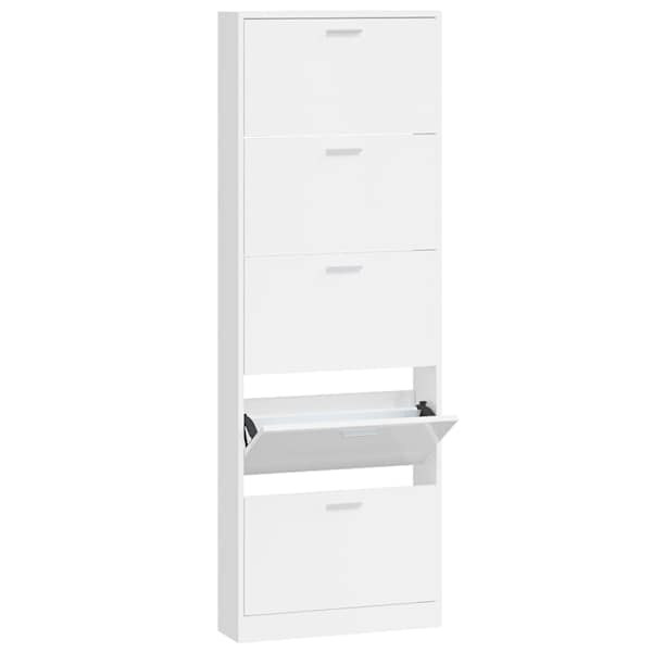 vidaXL jalatsikapp, k&otilde;rgl&auml;ikega valge, 59 x 17 x 169 cm, tehispuit