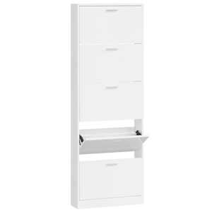 Botník bílý s vysokým leskem 59 x 17 x 169 cm kompozitní dřevo - obrázek 2