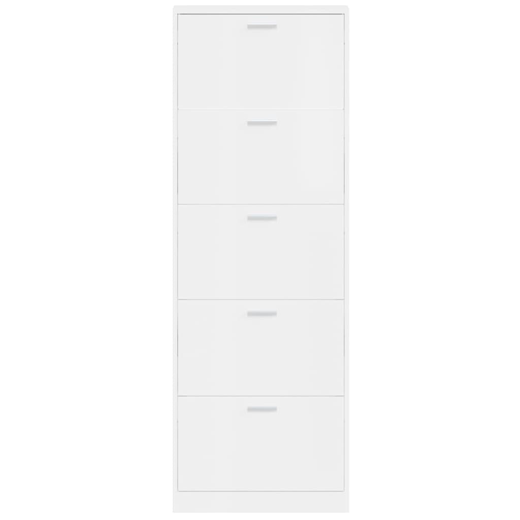 magasfényű fehér szerelt fa cipőszekrény 59 x 17 x 169 cm