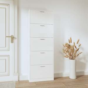 Botník bílý s vysokým leskem 59 x 17 x 169 cm kompozitní dřevo - obrázek 3
