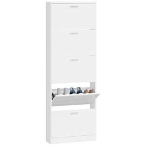 Botník bílý s vysokým leskem 59 x 17 x 169 cm kompozitní dřevo - obrázek 4